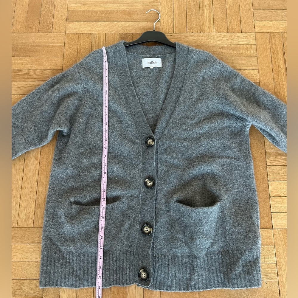 BASH Heather Grey Wool Oversized Cardigan - Picture 12 of 15